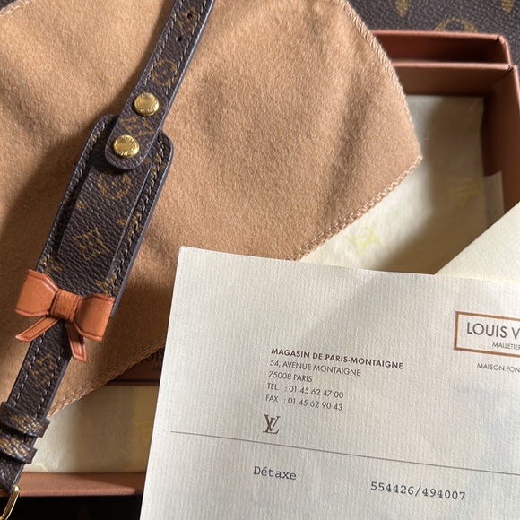 NEW AUTHENTIC LOUIS VUITTON BROWN MONOGRAM ID TAG BRACELET LUGGAGE BOW RIBBON FR - Picture 15 of 16